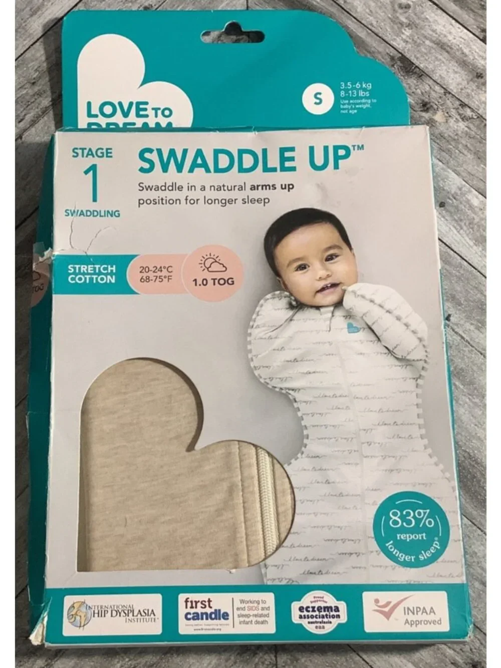 Love To Dream Stage 1 Swaddle Up Small 8-13 Lbs. Stretch Cotton Oatmeal Color
